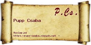 Pupp Csaba névjegykártya